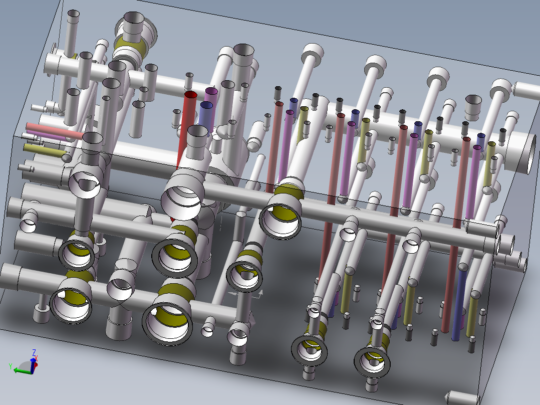 液压阀块样例内部结构solidworks二维三维模型油路集成