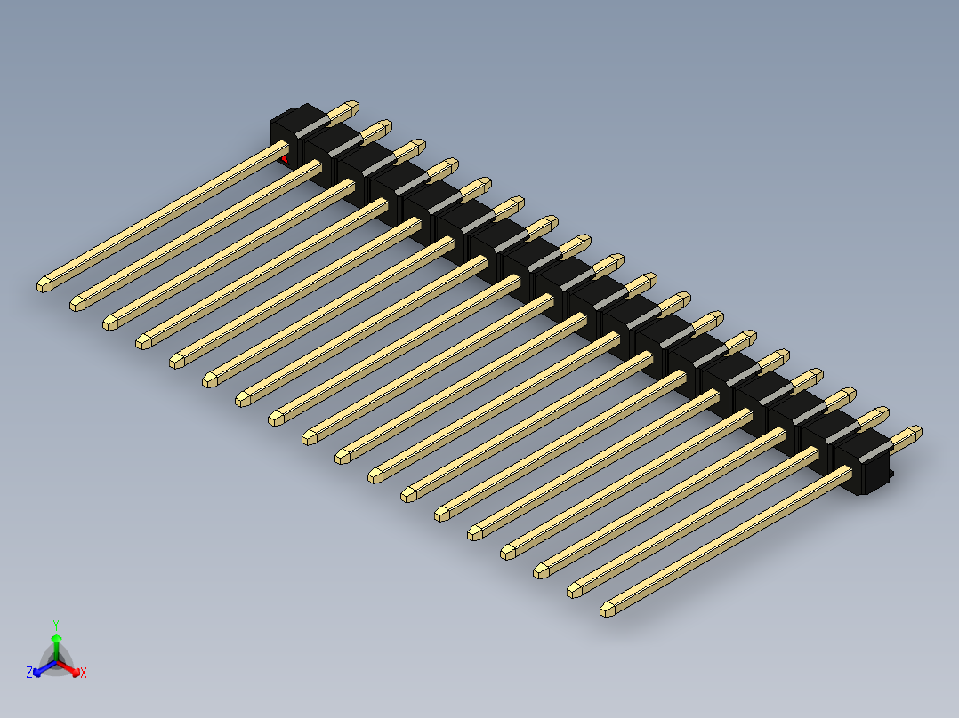 彩色公头100mil（2.54mm）系列-DS1021_black_1x18p_100mil_Type19_rev1.0正等轴测图