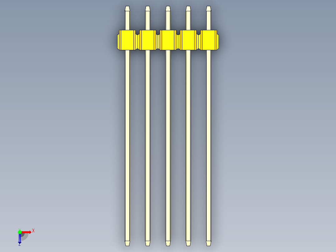 彩色公头100mil（2.54mm）系列-DS1021_yellow_2x05p_100mil_Type43_rev1.0俯视图