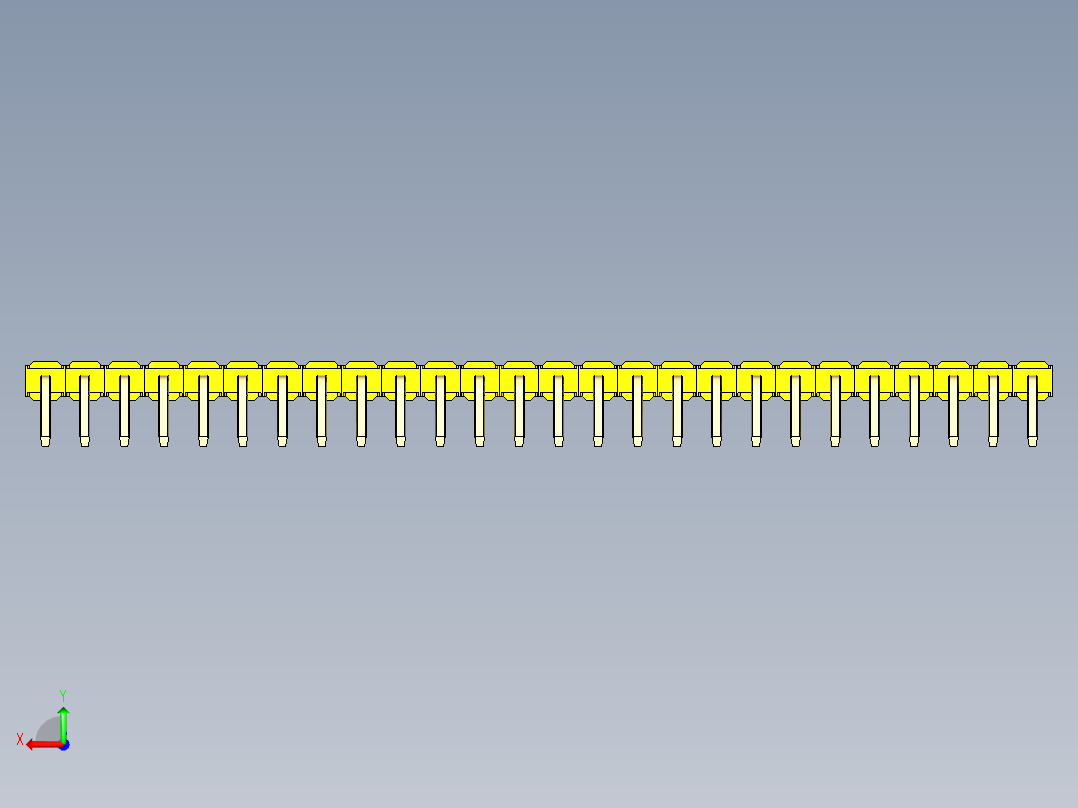 彩色公排针 100mil 2.54mm 系列-DS1022_yellow_1x26p_100mil_TypeD_rev1.0后视图
