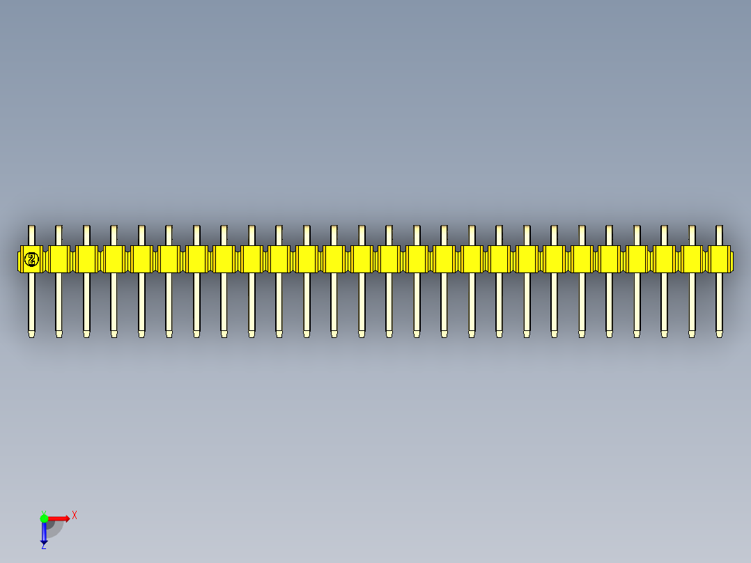 彩色公排针 100mil 2.54mm 系列-DS1022_yellow_1x26p_100mil_TypeD_rev1.0俯视图
