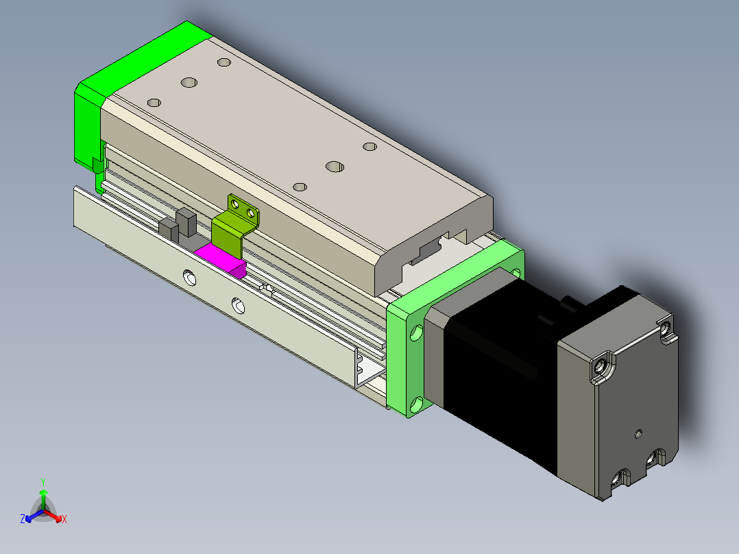 威洛博LES小滑台LES25-Lxx-S50-BC正等轴测图