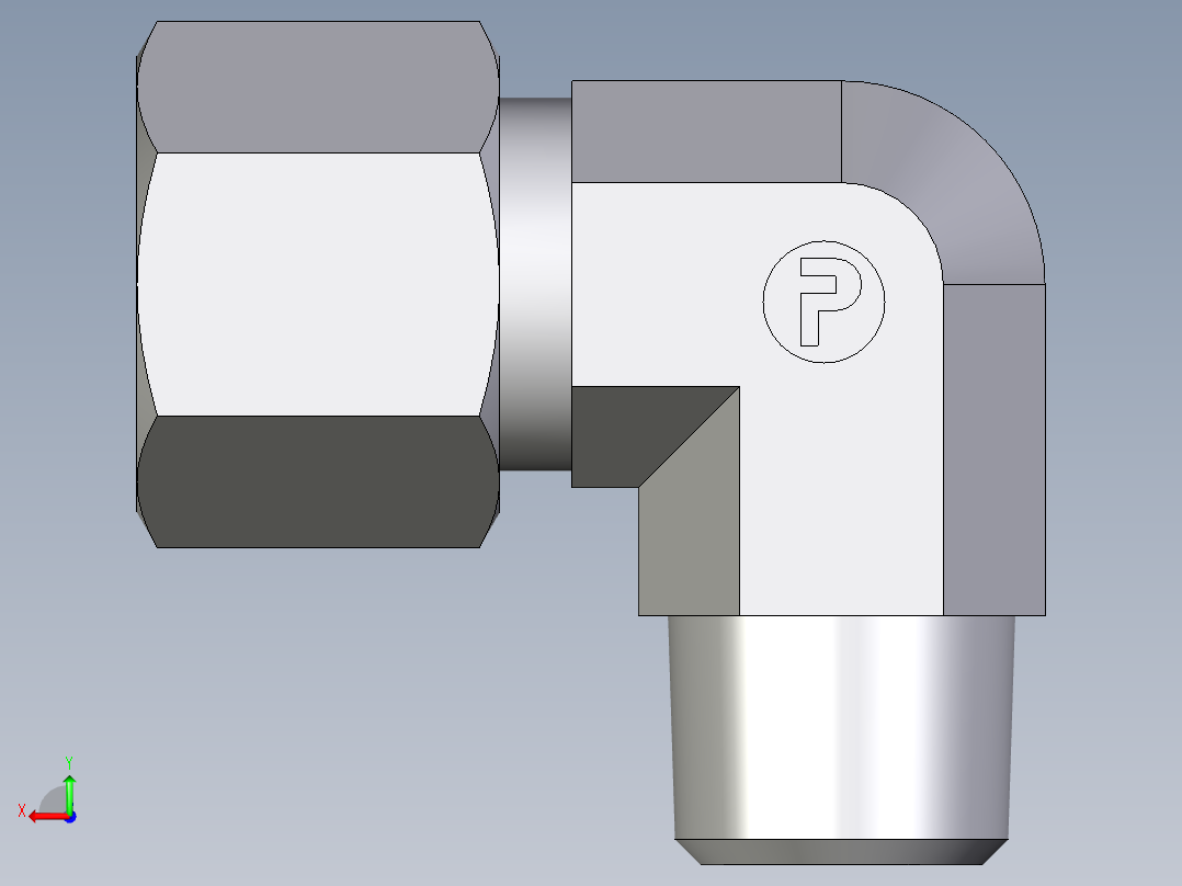 卡套式工业通用硬管接头EO_Male_stud_elbow_WE10SM71后视图