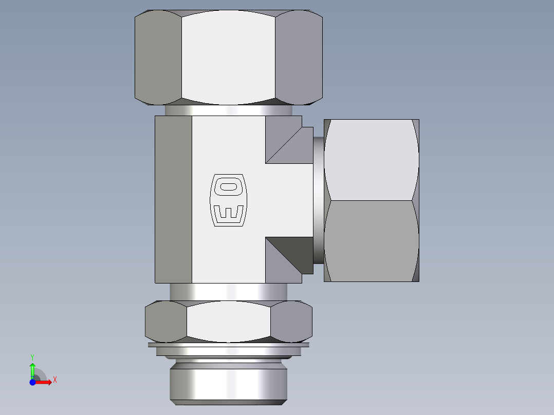 卡套式工业通用硬管接头EO_Adjustable_locknut_run_tee_LEE25ZSRCF前视图