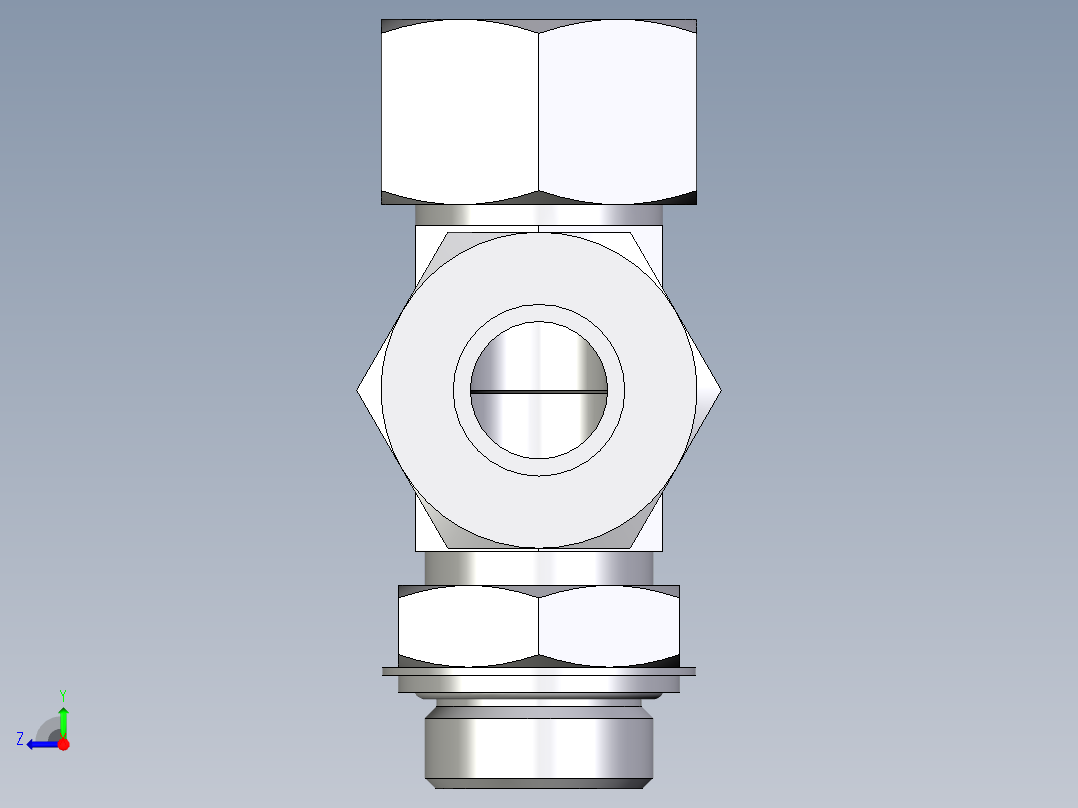 卡套式工业通用硬管接头EO_Adjustable_locknut_run_tee_LEE25ZSRCF右视图