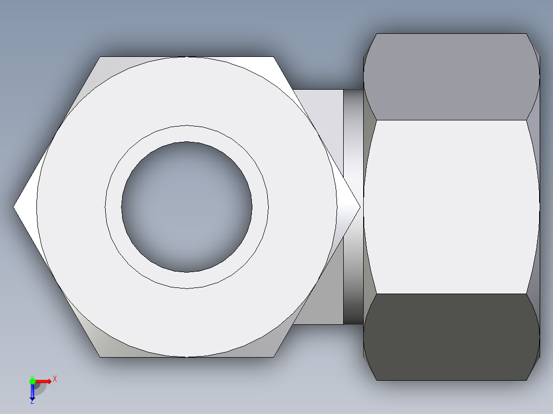 卡套式工业通用硬管接头EO_Adjustable_locknut_run_tee_LEE25ZSRCF俯视图