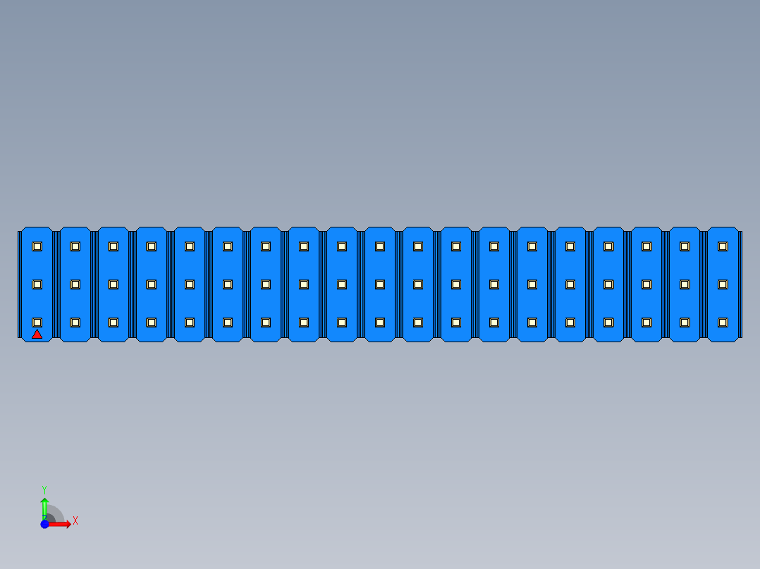 彩色公头100mil（2.54mm）系列-DS1021_blue_3x19p_100mil_Type5_rev1.0前视图