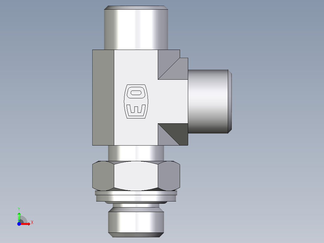 卡套式工业通用硬管接头EO_Adjustable_locknut_run_tee_LEE10LMOMDCF前视图
