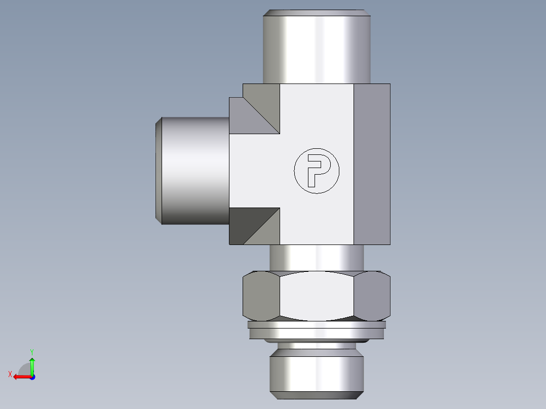 卡套式工业通用硬管接头EO_Adjustable_locknut_run_tee_LEE10LMOMDCF后视图