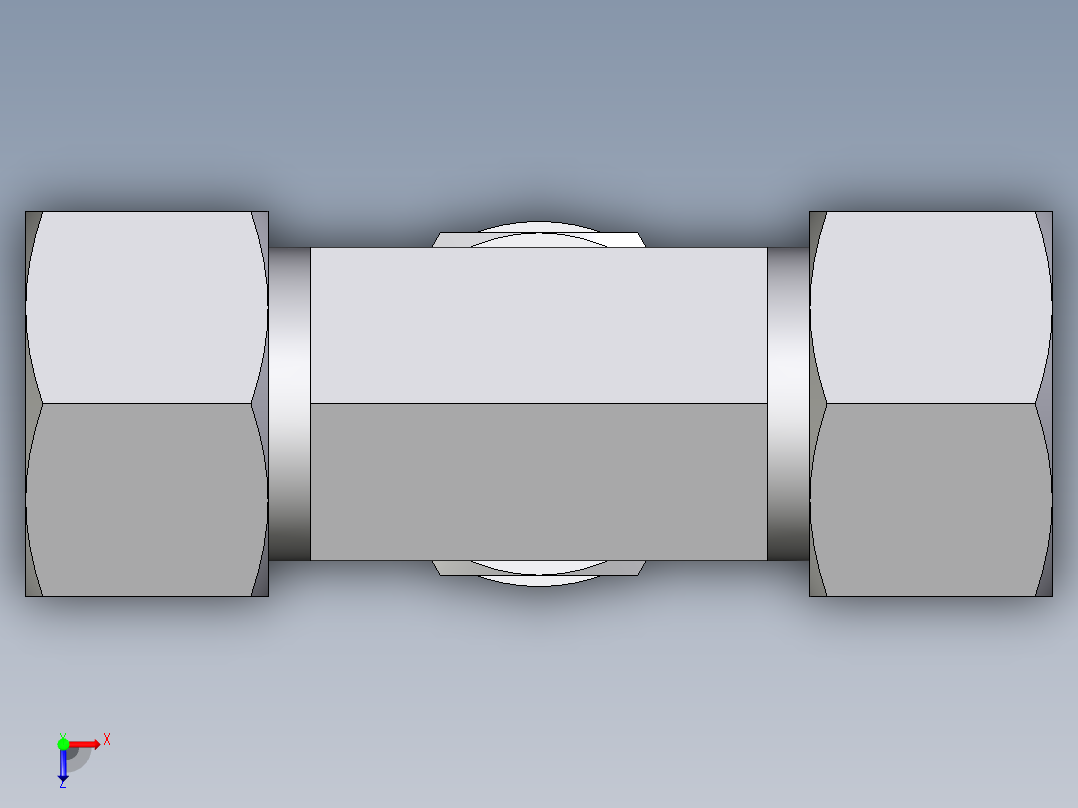卡套式工业通用硬管接头EO_Adjustable_locknut_branch_tee_TEE15LMCF俯视图