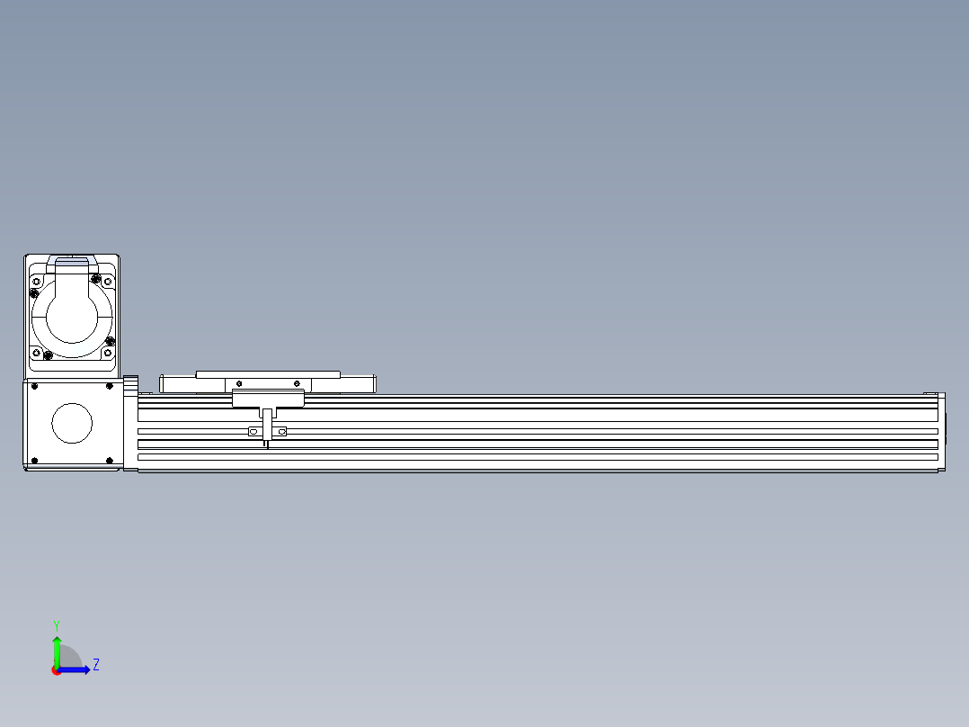 同步带全封闭直线模组TPA-HCB-110D-90-L350-LU-Y-P40-N3左视图