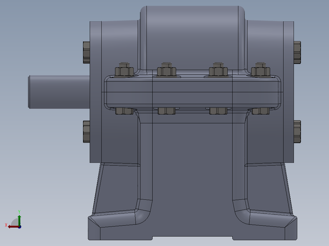 轮轴上的一级圆柱直齿轮箱3D图纸 Solidworks设计 附STEP IGS后视图