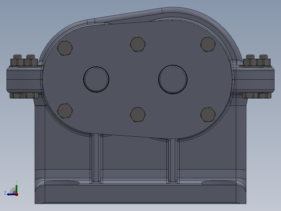 轮轴上的一级圆柱直齿轮箱3D图纸 Solidworks设计 附STEP IGS右视图