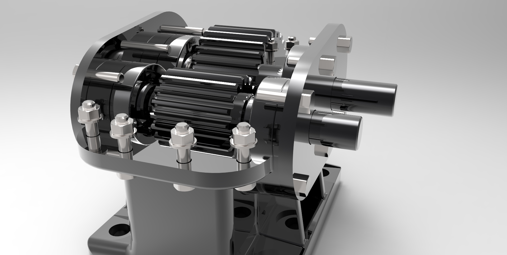 轮轴上的一级圆柱直齿轮箱3D图纸 Solidworks设计 附STEP IGS