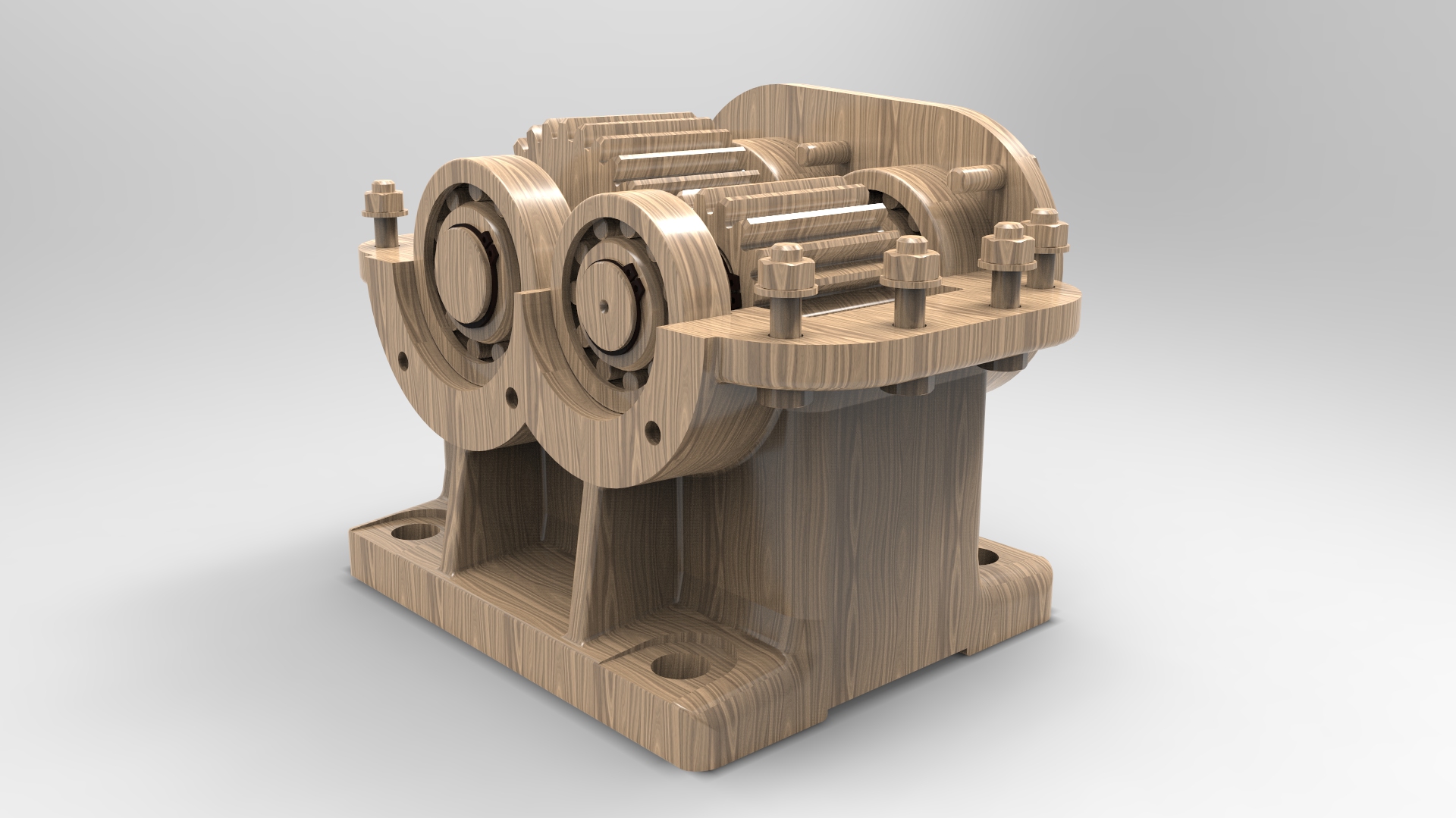 轮轴上的一级圆柱直齿轮箱3D图纸 Solidworks设计 附STEP IGS