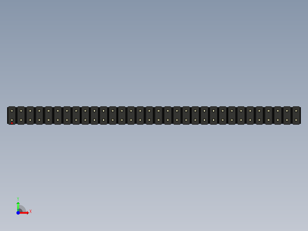 彩色公头100mil（2.54mm）系列-DS1021_black_2x32p_100mil_Type43_rev1.0前视图