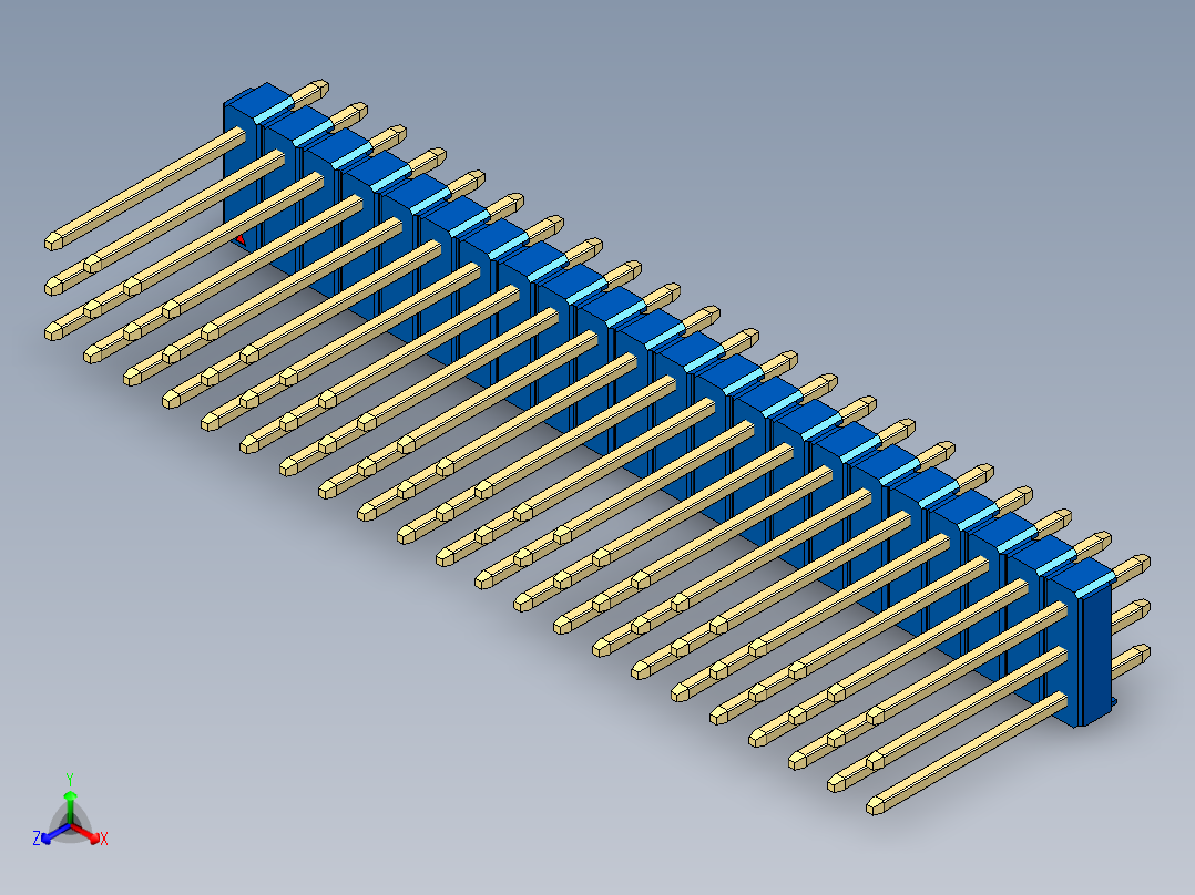 彩色公头100mil（2.54mm）系列-DS1021_blue_3x22p_100mil_Type5_rev1.0正等轴测图