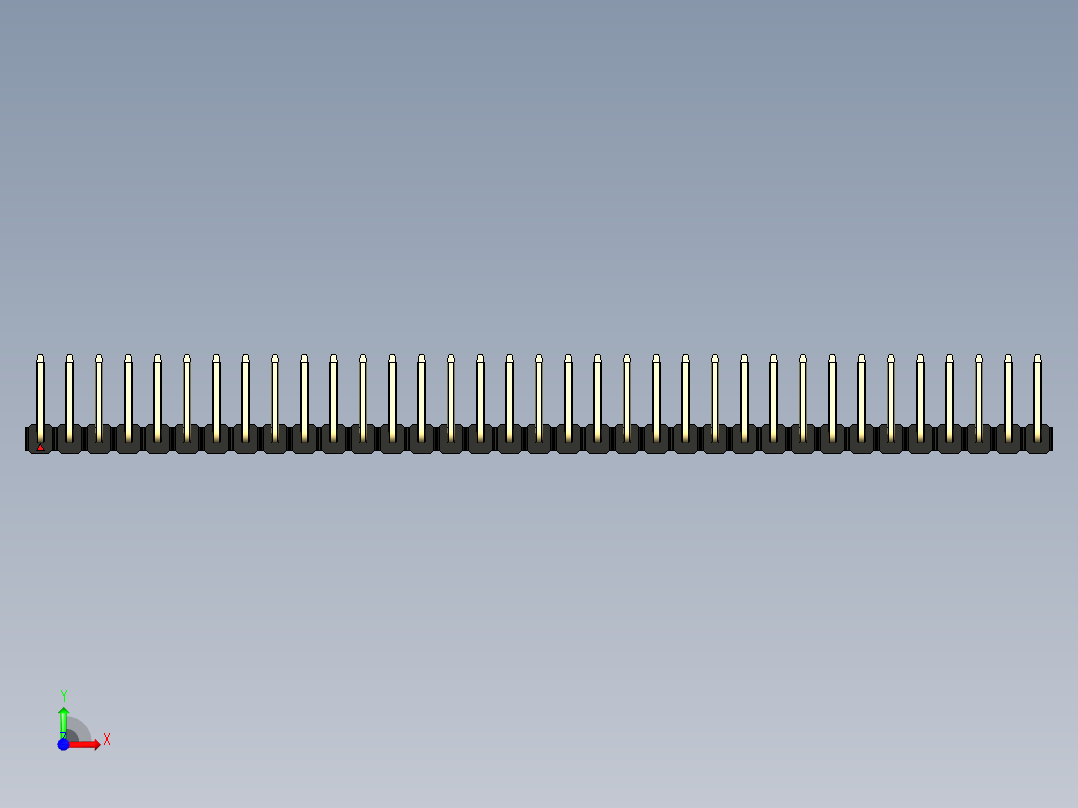 彩色公排针 100mil 2.54mm 系列-DS1022_black_35p_100mil_TypeU_rev1.0前视图