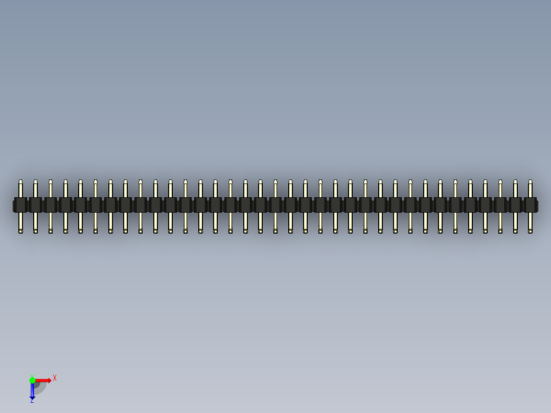 彩色公排针 100mil 2.54mm 系列-DS1022_black_35p_100mil_TypeU_rev1.0俯视图
