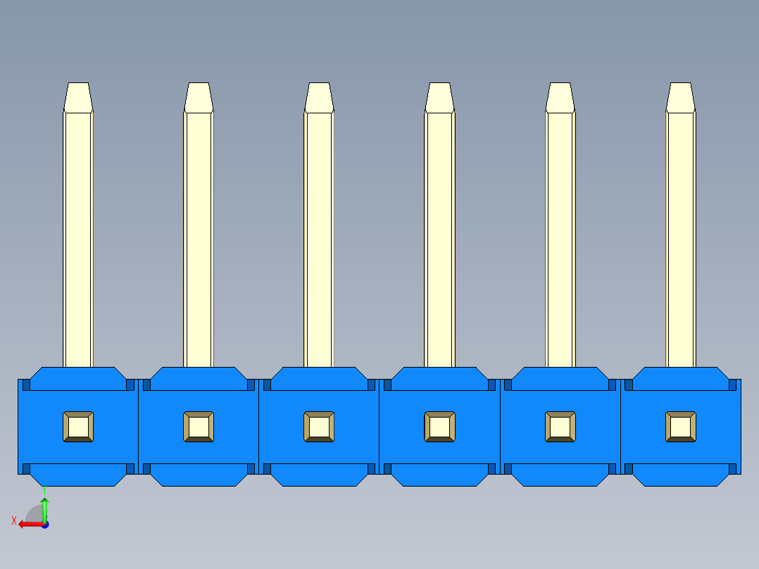 彩色公排针 100mil 2.54mm 系列-DS1022_blue_06p_100mil_TypeU_rev1.0后视图