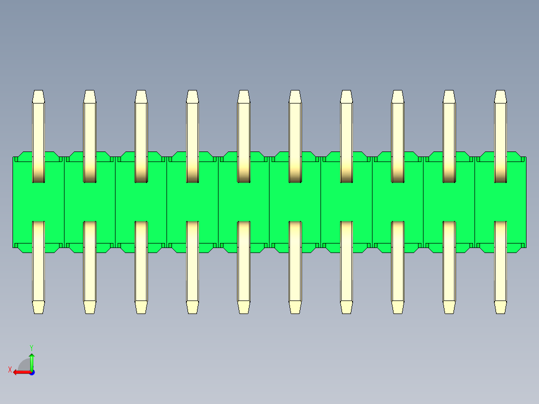 彩色公排针 100mil 2.54mm 系列-DS1022_green_20p_100mil_TypeSMT_rev1.0后视图