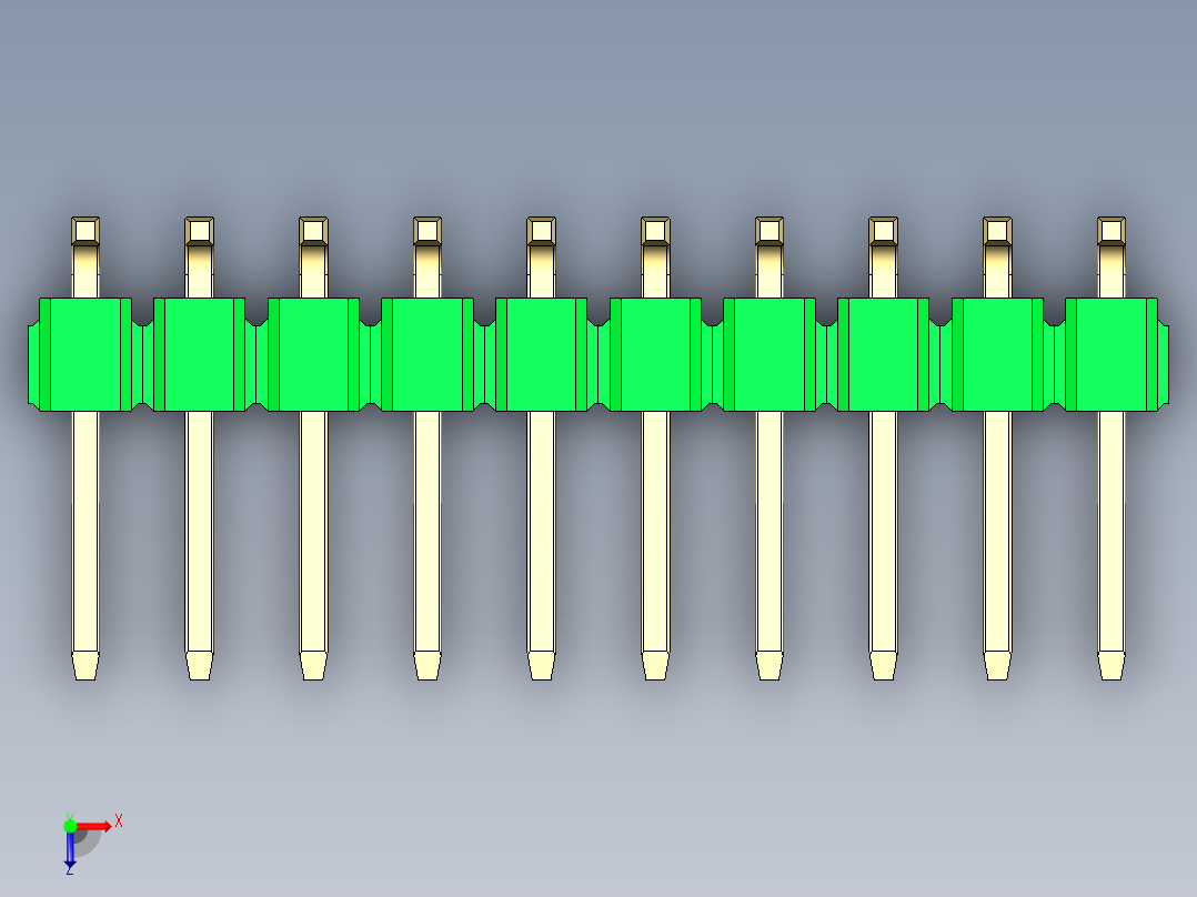彩色公排针 100mil 2.54mm 系列-DS1022_green_20p_100mil_TypeSMT_rev1.0俯视图