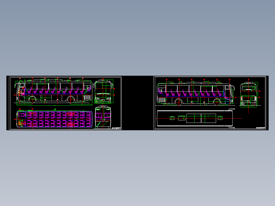 长途客车总布置全套cad图 械设计参考资料设计素材
