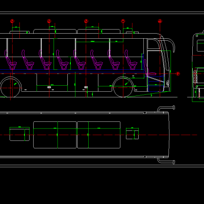 长途客车总布置全套cad图 械设计参考资料设计素材