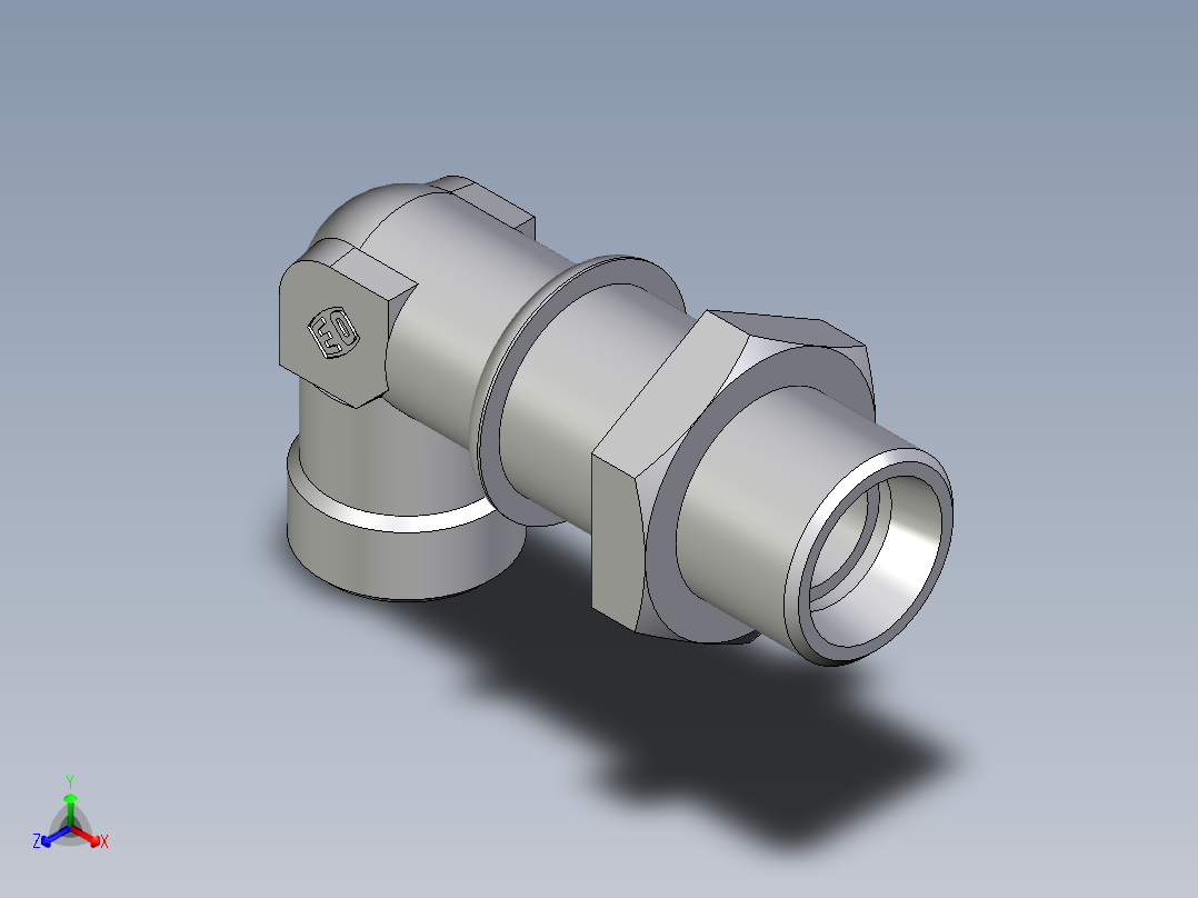 卡套式工业通用硬管接头EO_Bulkhead_elbow_WSV15LOMD71正等轴测图