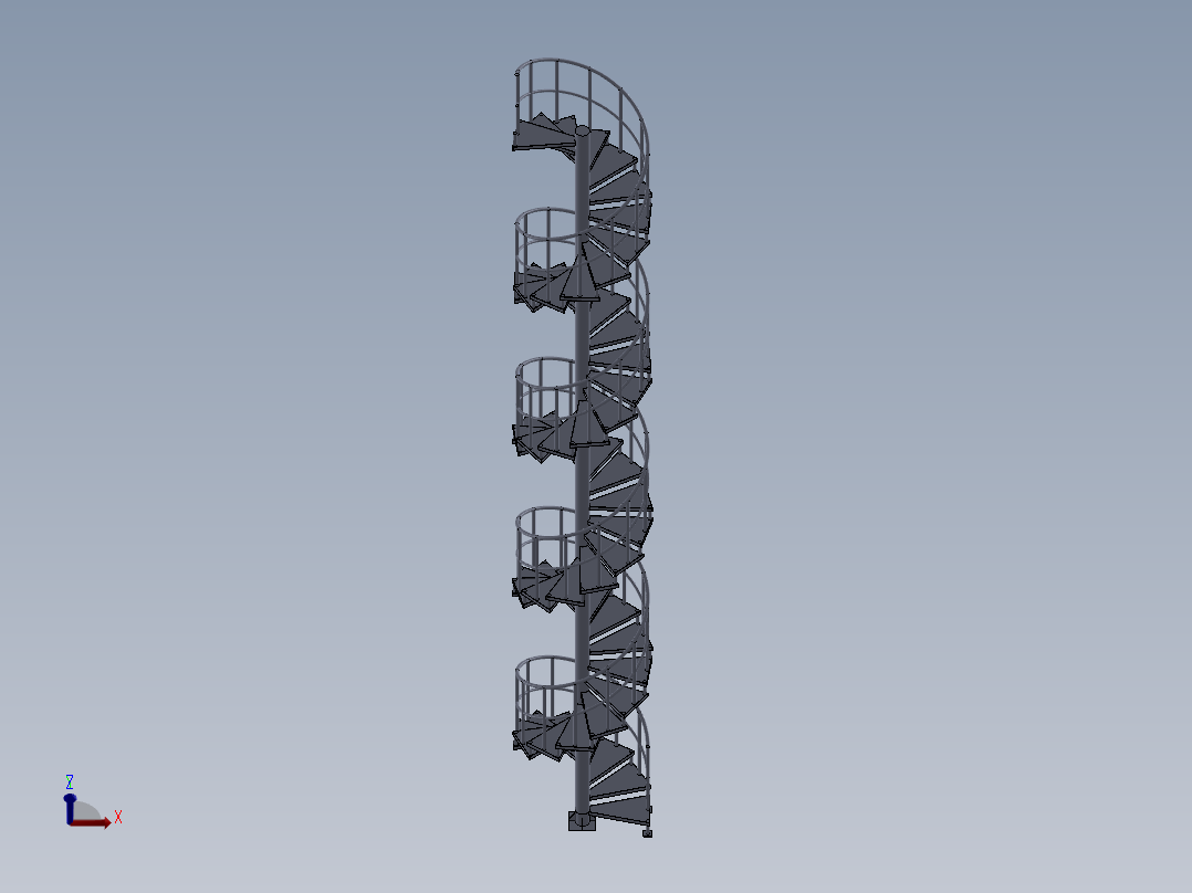Thang Xoan螺旋楼梯简易模型3D图纸 Solidworks设计