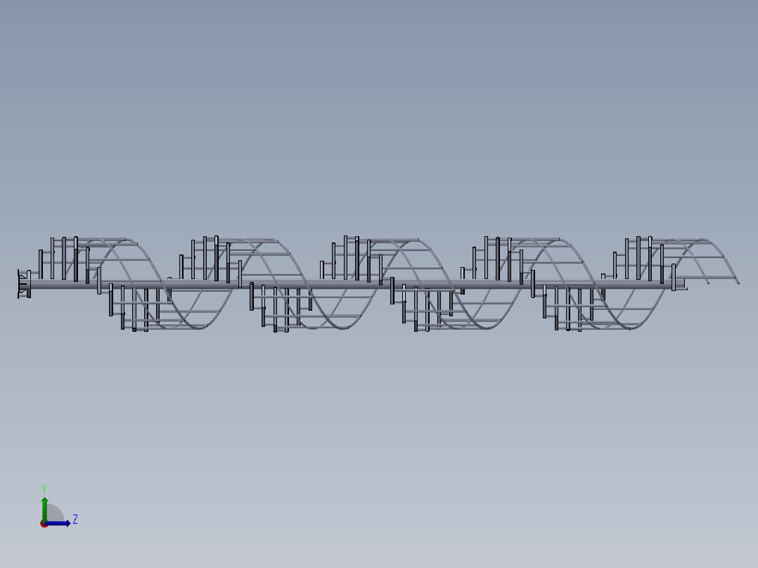 Thang Xoan螺旋楼梯简易模型3D图纸 Solidworks设计左视图