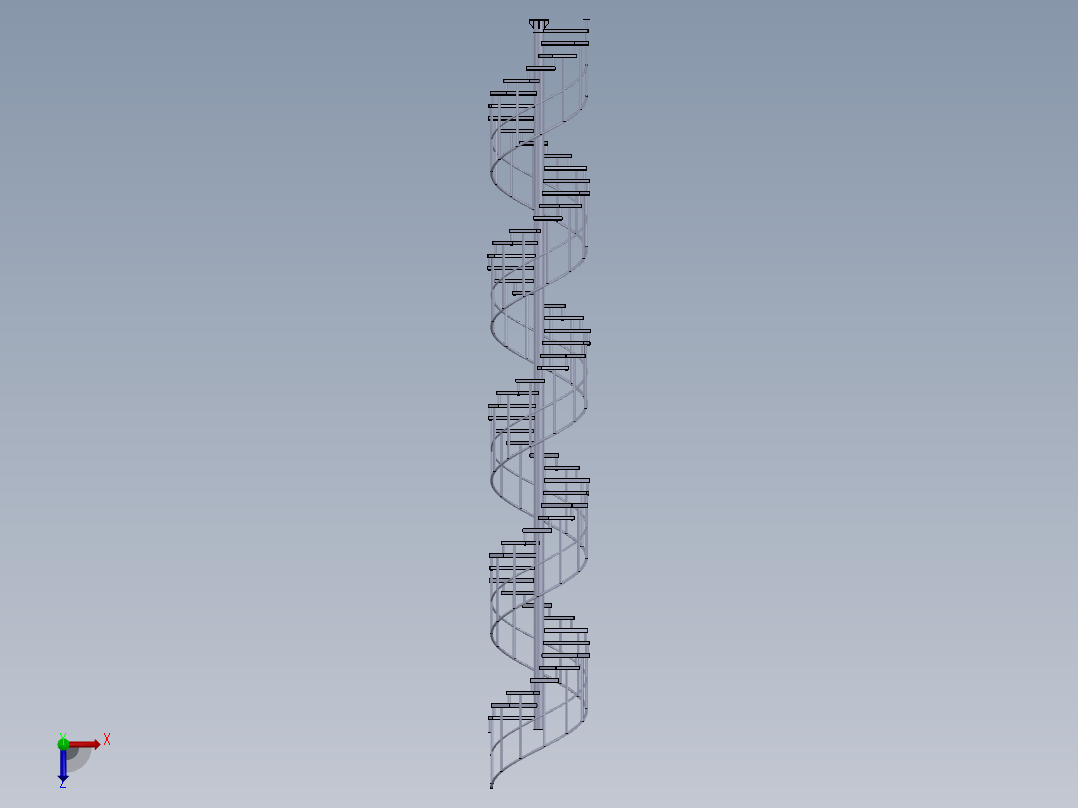 Thang Xoan螺旋楼梯简易模型3D图纸 Solidworks设计俯视图