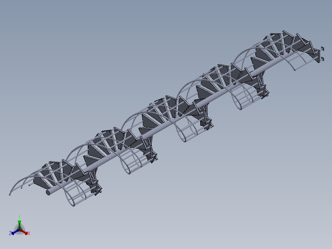 Thang Xoan螺旋楼梯简易模型3D图纸 Solidworks设计正等轴测图