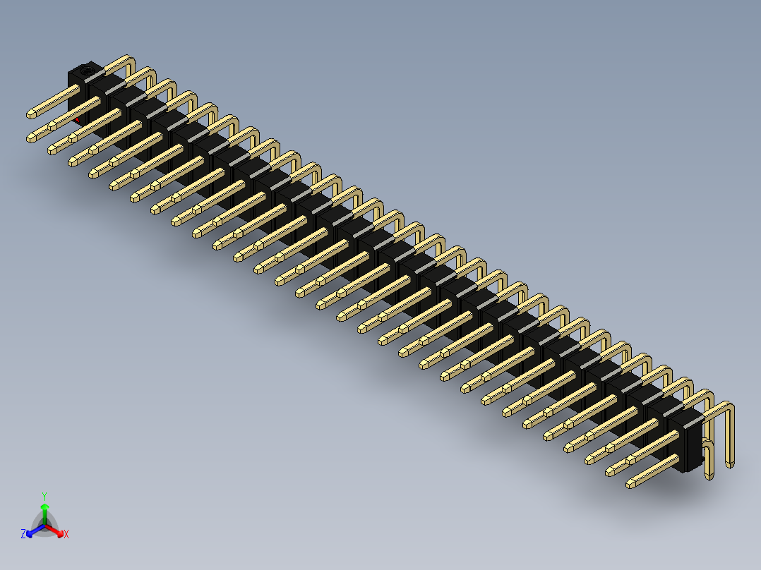 彩色公排针 100mil 2.54mm 系列-DS1022_black_2x30p_100mil_TypeD_rev1.0正等轴测图