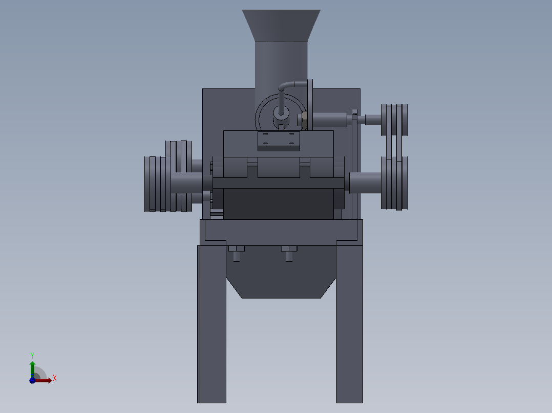 小型家用青皮核桃去皮机的设计【脱皮机】三维SolidWorks前视图