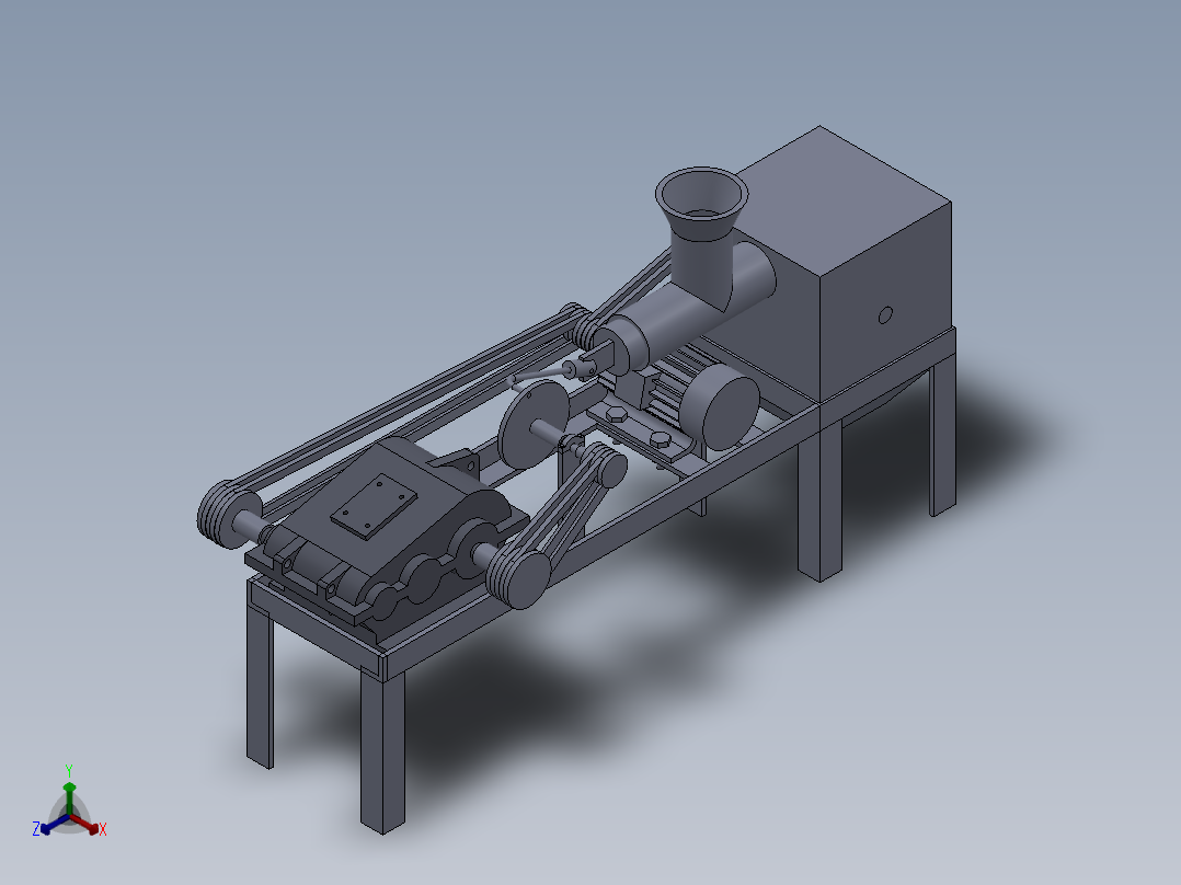 小型家用青皮核桃去皮机的设计【脱皮机】三维SolidWorks正等轴测图