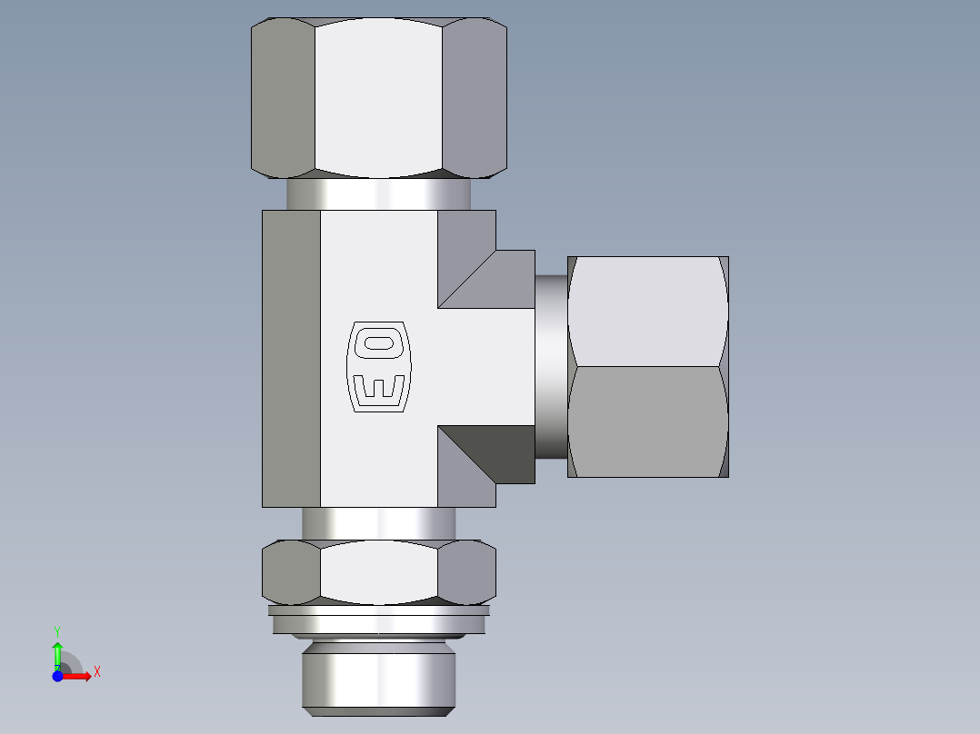 卡套式工业通用硬管接头EO_Adjustable_locknut_run_tee_LEE12ZSRCF前视图