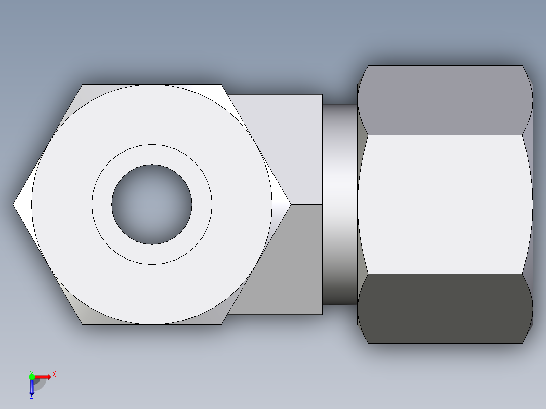 卡套式工业通用硬管接头EO_Adjustable_locknut_run_tee_LEE12ZSRCF俯视图