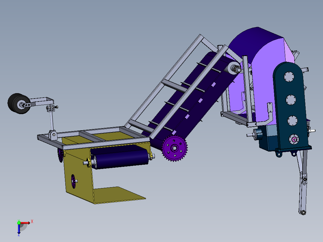 葡萄埋藤机含工程图仿真说明书sw12可编辑 含WORD文档 和DWG工程图俯视图