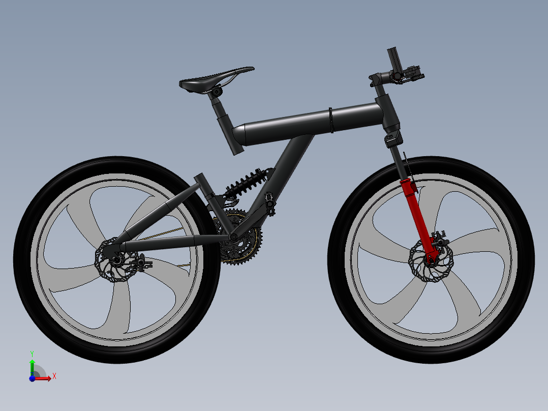 19---可折叠避震自行车sw2015三维图纸模型设计图纸前视图