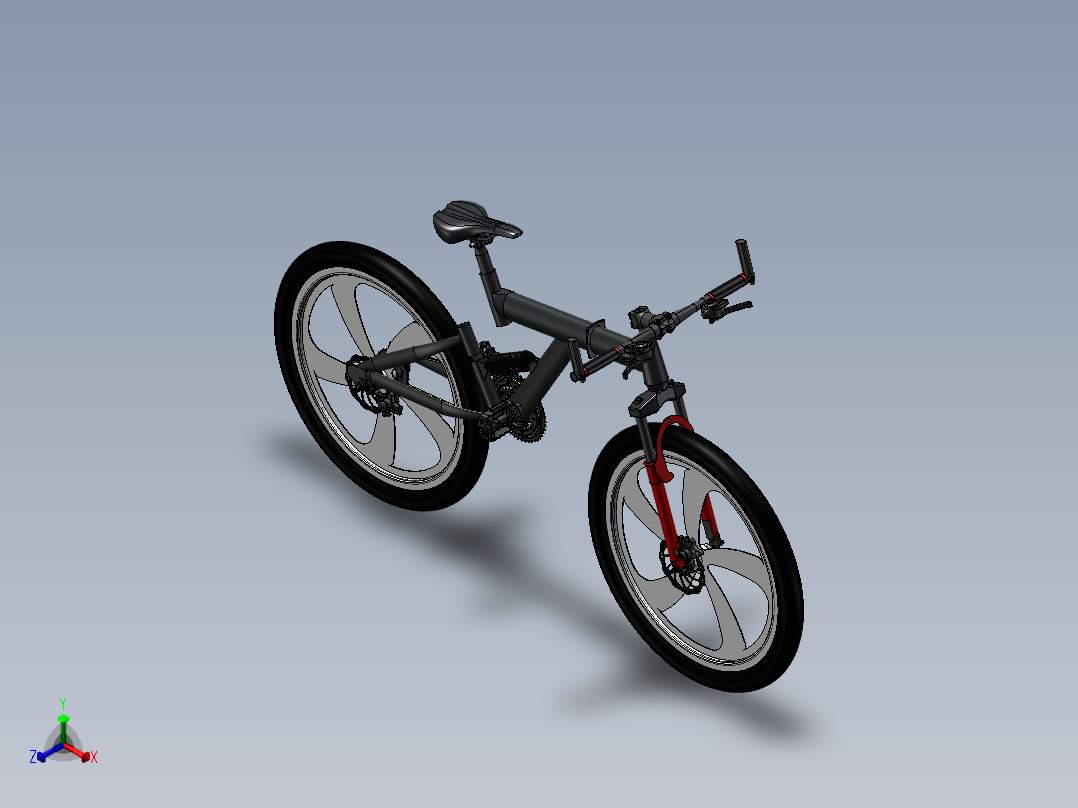 19---可折叠避震自行车sw2015三维图纸模型设计图纸正等轴测图