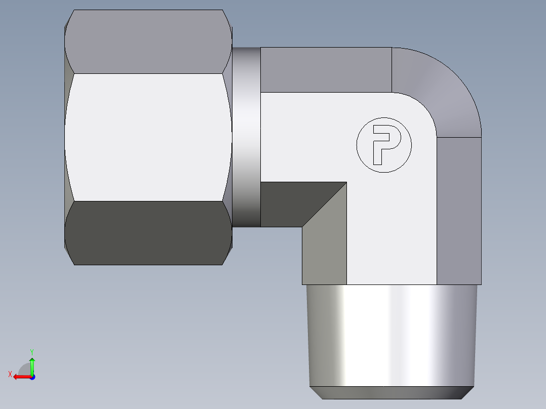 卡套式工业通用硬管接头EO_Male_stud_elbow_WE14SM71后视图