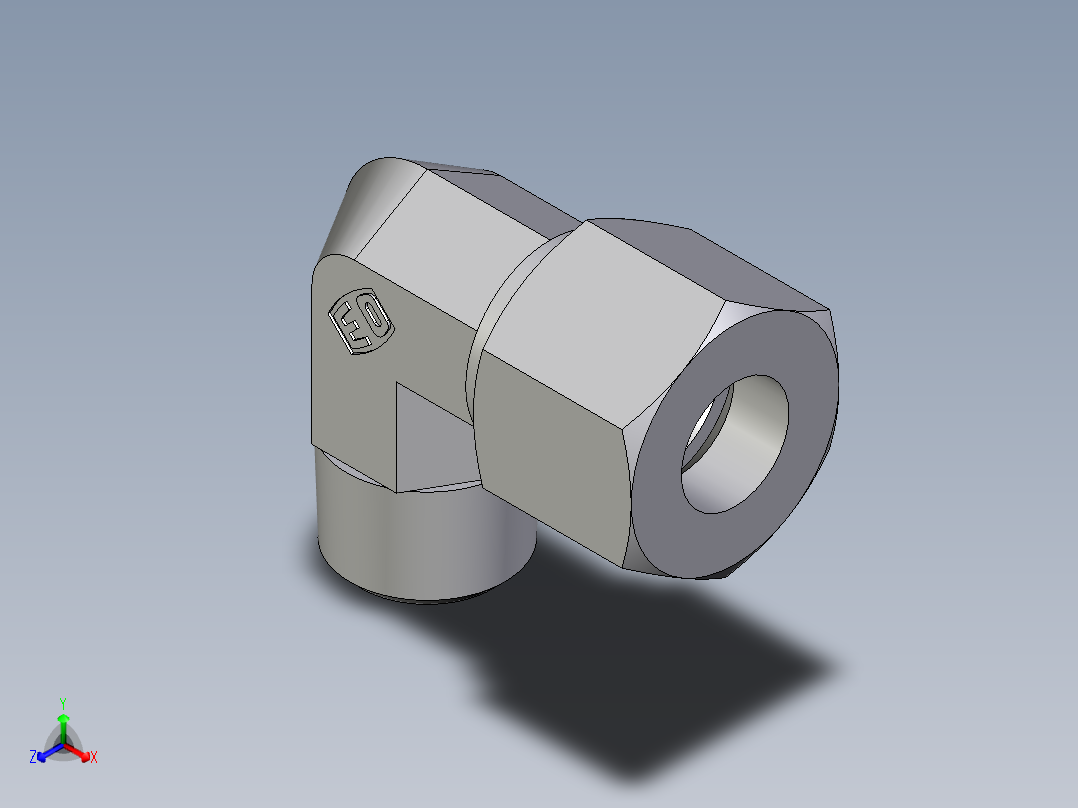 卡套式工业通用硬管接头EO_Male_stud_elbow_WE14SM71正等轴测图