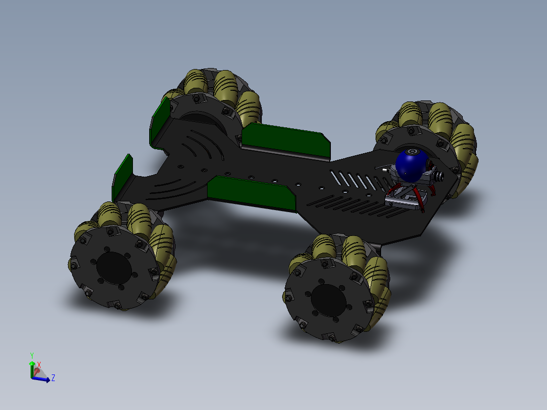 麦克纳姆轮移动小车底盘简易模型<span style='color: red'>3D</span>图纸 STEP格式