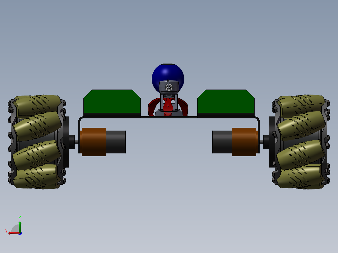 麦克纳姆轮移动小车底盘简易模型3D图纸 STEP格式后视图