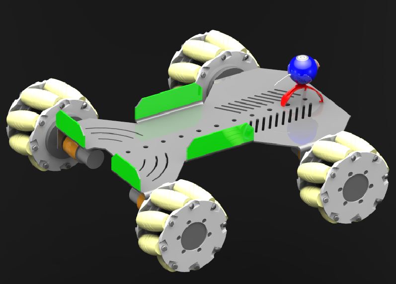麦克纳姆轮移动小车底盘简易模型3D图纸 STEP格式