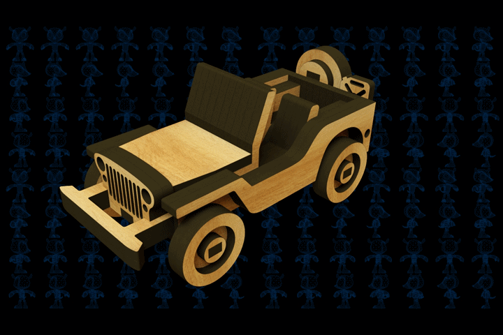 激光下料拼图吉普车AutoCAD, Parasolid, SOLIDWORKS 2016