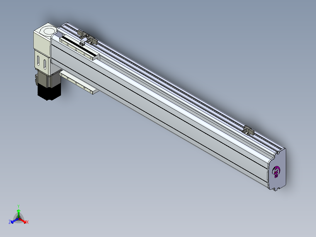 同步带滑台-半封闭B13-L90-S650-L-P40-D3正等轴测图