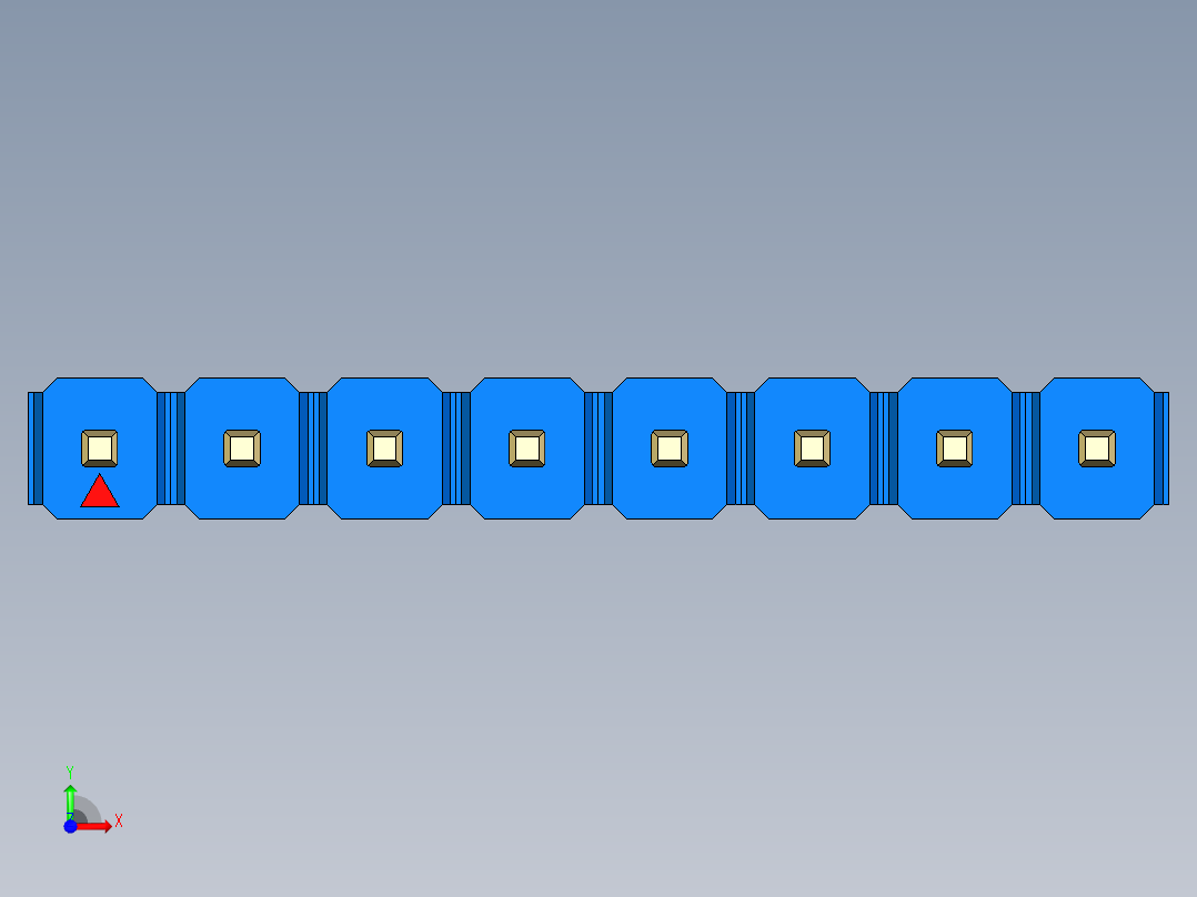 彩色公头100mil（2.54mm）系列-DS1021_blue_1x08p_100mil_Type19_rev1.0前视图