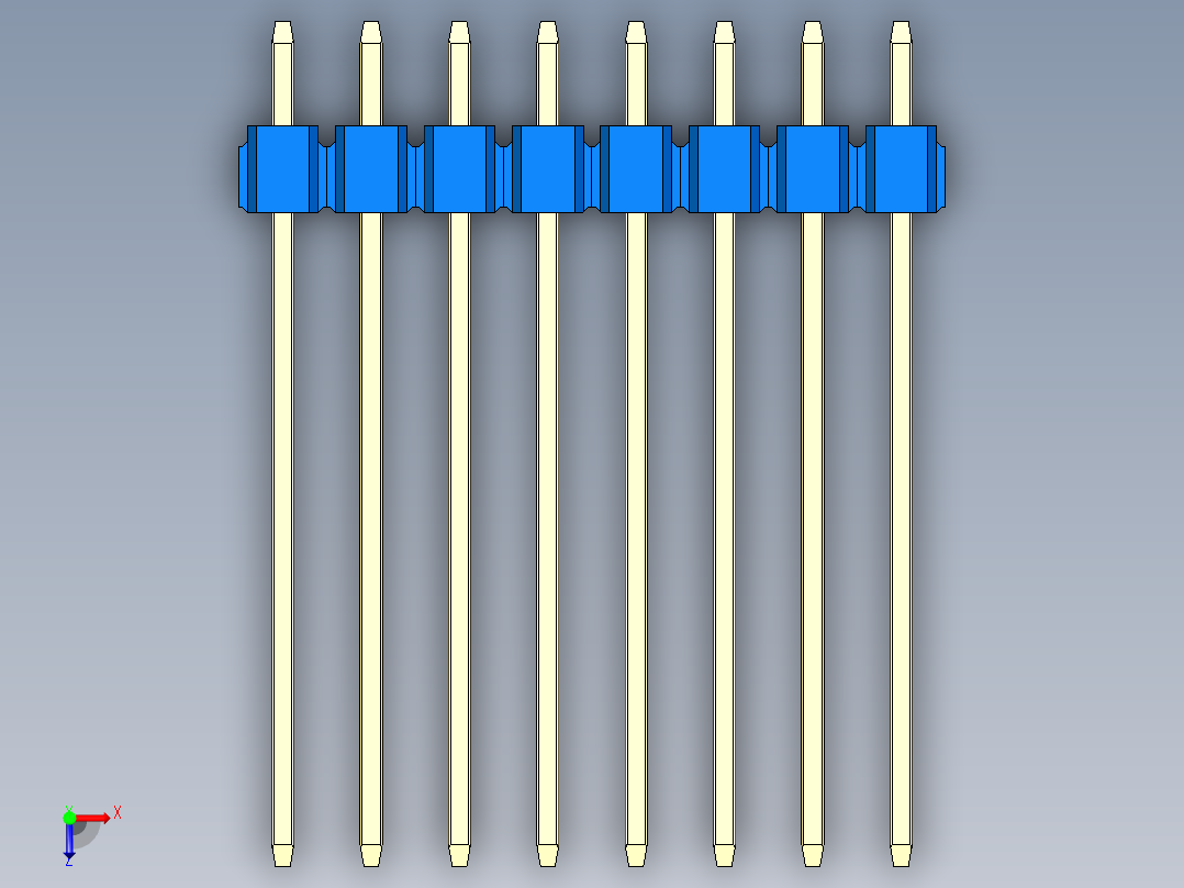 彩色公头100mil（2.54mm）系列-DS1021_blue_1x08p_100mil_Type19_rev1.0俯视图